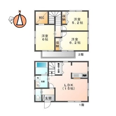 ル・クレール南田宮A A2の間取り図