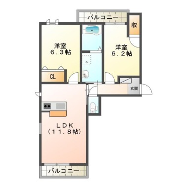 ベレオ庄町 103の間取り図