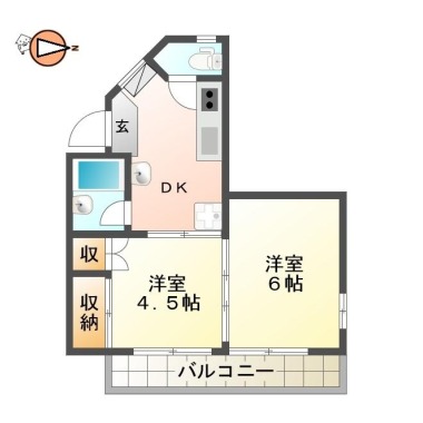 蔵本元町 マンション 2DK 205の間取り図