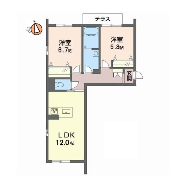 エクサン・プロヴァンス・末広 105の間取り図