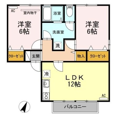 サニークレストB棟 B203の間取り図