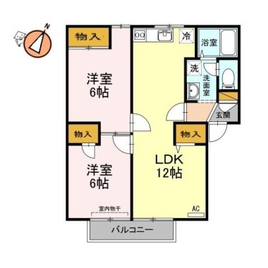 コスモ福万A棟 A102の間取り図