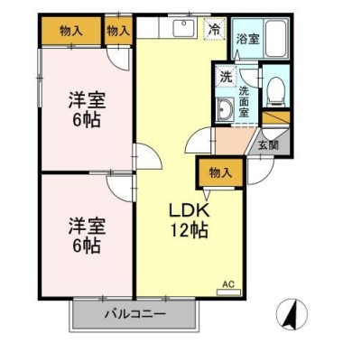 コスモ福万A棟 A205の間取り図