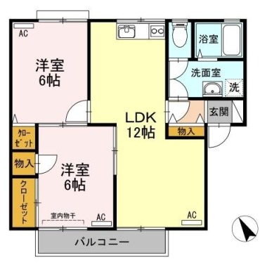 コスモタウンH棟 201の間取り図