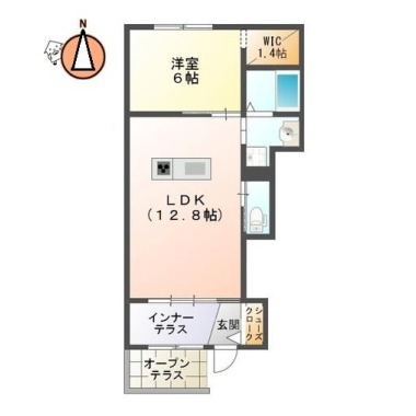 ユニヴァリィII 東吉野A棟 103の間取り図