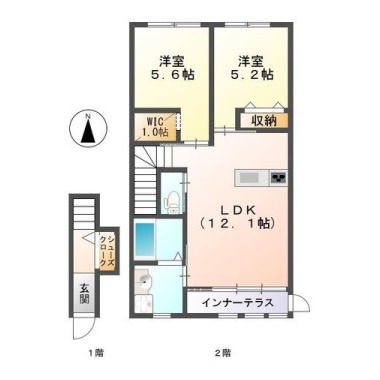 ユニヴァリィII 東吉野A棟 206の間取り図