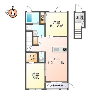 ユニヴァリィII 東吉野B棟 201の間取り図