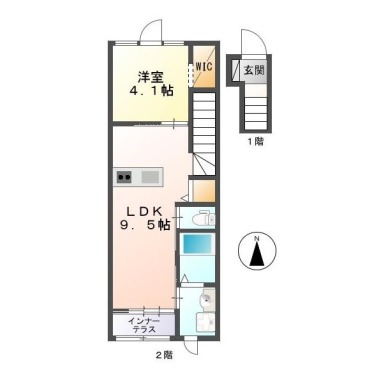 ユニヴァリィII 東吉野B棟 202の間取り図