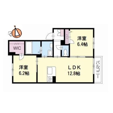 グランドベレオ田宮 205の間取り図