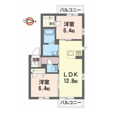 グランドベレオ田宮 206の間取り図