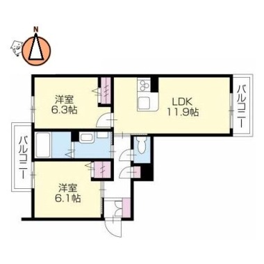 グランドベレオ田宮 303の間取り図