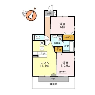 ベイブランシェ A棟 A101の間取り図