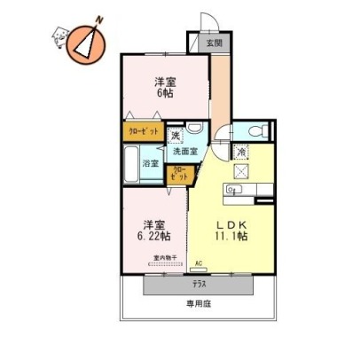 ベイブランシェ A棟 A102の間取り図