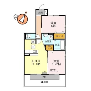 ベイブランシェ A棟 A103の間取り図