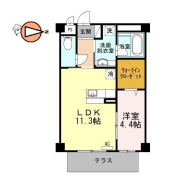 セレーナ沖浜 206の間取り図