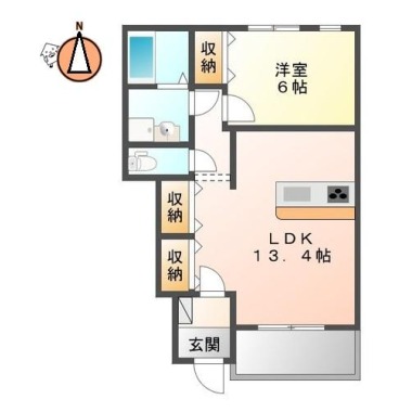 レークサイドI番館 105の間取り図