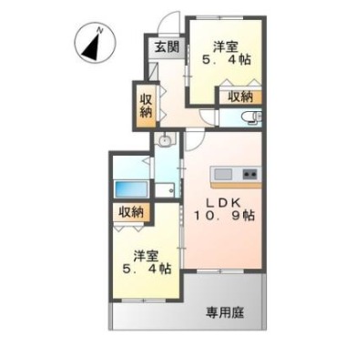 レークサイドII番館 102の間取り図