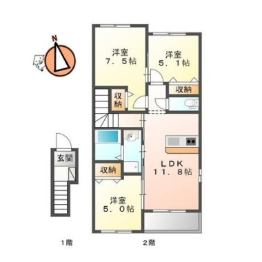 レークサイドII番館 201の間取り図