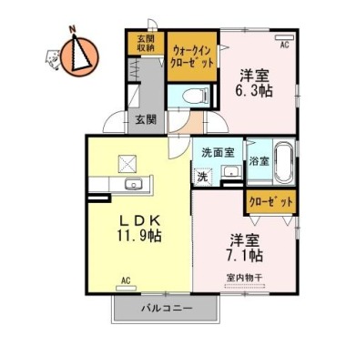 レーベンヒルズ C棟 101の間取り図