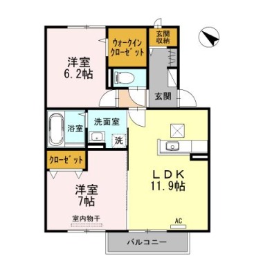 レーベンヒルズ C棟 102の間取り図