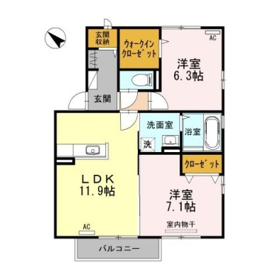 レーベンヒルズ C棟 201の間取り図