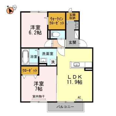 レーベンヒルズ C棟 202の間取り図