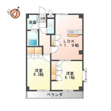 グランヴェールKUWAHARA 201の間取り図