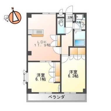 グランヴェールKUWAHARA 202の間取り図