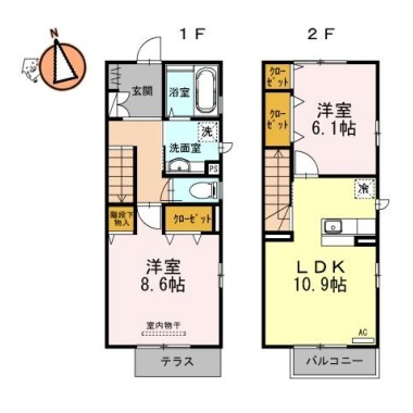 クウラージュ I棟 1の間取り図
