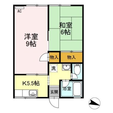 尾方ハイツ 202の間取り図