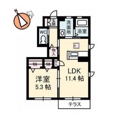 シャーメゾン城西B 101の間取り図