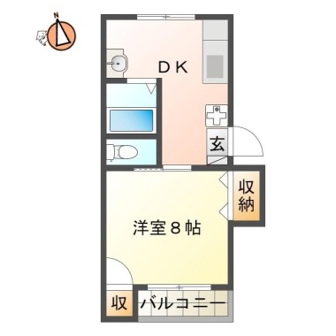 出来島本町 マンション 1DK 204の間取り図