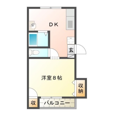 出来島本町 マンション 1DK 304の間取り図