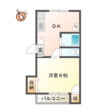 出来島本町 マンション 1DK 405の間取り図