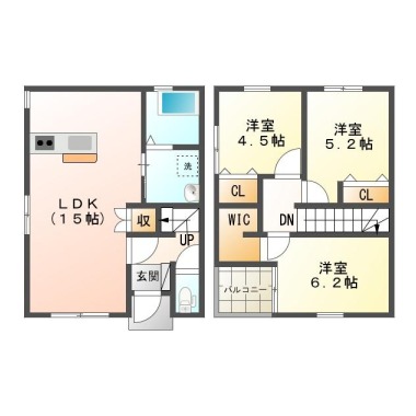 春日 一戸建て 3LDK A-3の間取り図