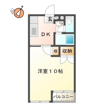 北沖洲 マンション 1DK 105の間取り図