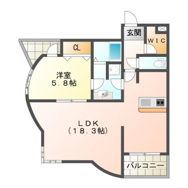 南島田町 マンション 1LDK 206の間取り図