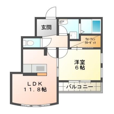 南島田町 マンション 1LDK 105の間取り図