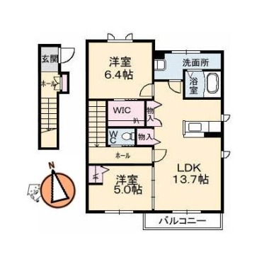 シャーメゾン レ・フレールI 201の間取り図