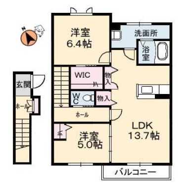 シャーメゾンレフレールI 202の間取り図