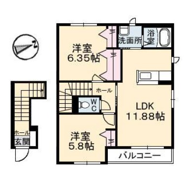シャーメゾンプランドール E棟 201の間取り図