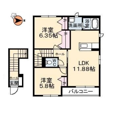 シャーメゾンプランドール E・F棟 202の間取り図