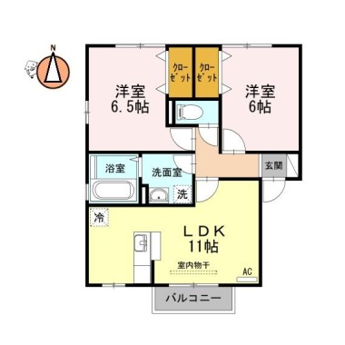 リバーパークB棟 201の間取り図
