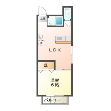 佐古三番町 アパート 1LDK 201の間取り図