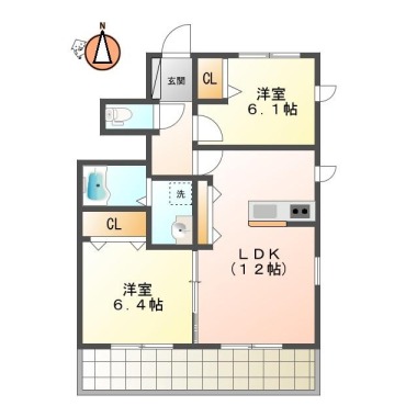 シャーメゾン北田宮 101の間取り図