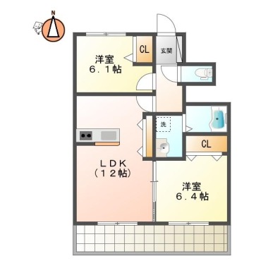 シャーメゾン北田宮 102の間取り図