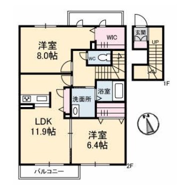 シャーメゾン北田宮 202の間取り図