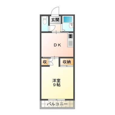 南田宮 マンション 1DK 205の間取り図