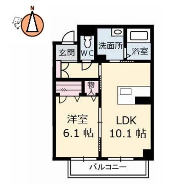 ベレオ南島田 202の間取り図