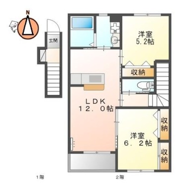 ビニグリーン末広 206の間取り図